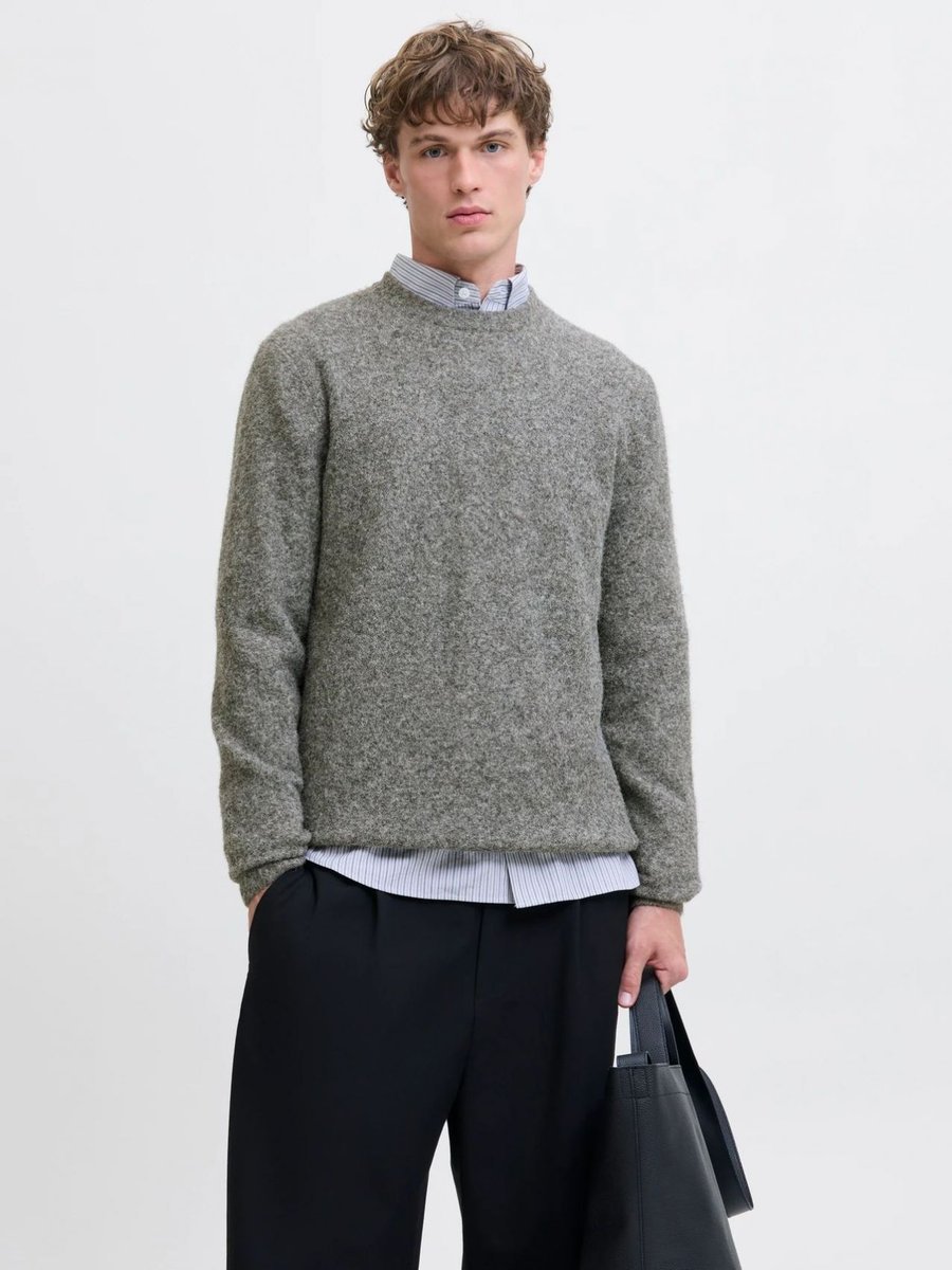 maglie mężczyzna jack and jones 12286881 blasimon medium grey melange