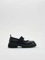 Buty dla dziewczynek - Reserved - Skórzane mokasyny - czarny - miniaturka - grafika 1