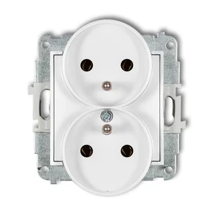 Karlik Gniazdo podwójne z uziemieniem bez przesł. ICON - biały - Gniazdka elektryczne - miniaturka - grafika 1