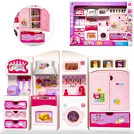 Zabawki AGD - Kuchnia duży zestaw mebelków dla lalek - różowy - miniaturka - grafika 1