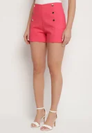 Spodenki damskie - Fuksjowe Szorty z Bawełny z Wysokim Stanem i Ozdobnymi Guzikami Sepirene - miniaturka - grafika 1