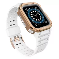 Etui i futerały do telefonów - Protect Strap Band opaska z etui do Watch 7 / 6 / 5 / 4 / 3 / 2 / SE (41 / 40 / 38mm) obudowa pancerny pokrowiec na zegarek biały - miniaturka - grafika 1