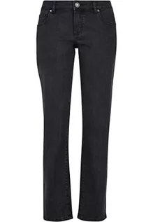Spodnie damskie - Urban Classics Damskie spodnie z niskim stanem, proste spodnie jeansowe, Black washed, 33 - grafika 1
