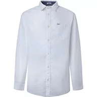 Koszule męskie - Pepe Jeans Koszula męska Parker Long, biały, L - miniaturka - grafika 1