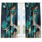 Zasłony - GOTOWE ZASŁONY KRÓTKIE NA ŻABKI TAŚMIE 140X160 ZASŁONA DO KUCHNI MOTYLE 182 - miniaturka - grafika 1