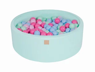 MeowBaby Miętowa kula do kąpieli okrągła 90x30cm, kule: miętowa/niebieska/jasnoróżowa/pastelowy róż - Kosmetyki kąpielowe dla dzieci - miniaturka - grafika 1
