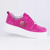 Półbuty damskie - Półbuty sportowe sneakersy damskie GOODIN GD-XW-1019 skóra fuksja, róż 38 - miniaturka - grafika 1