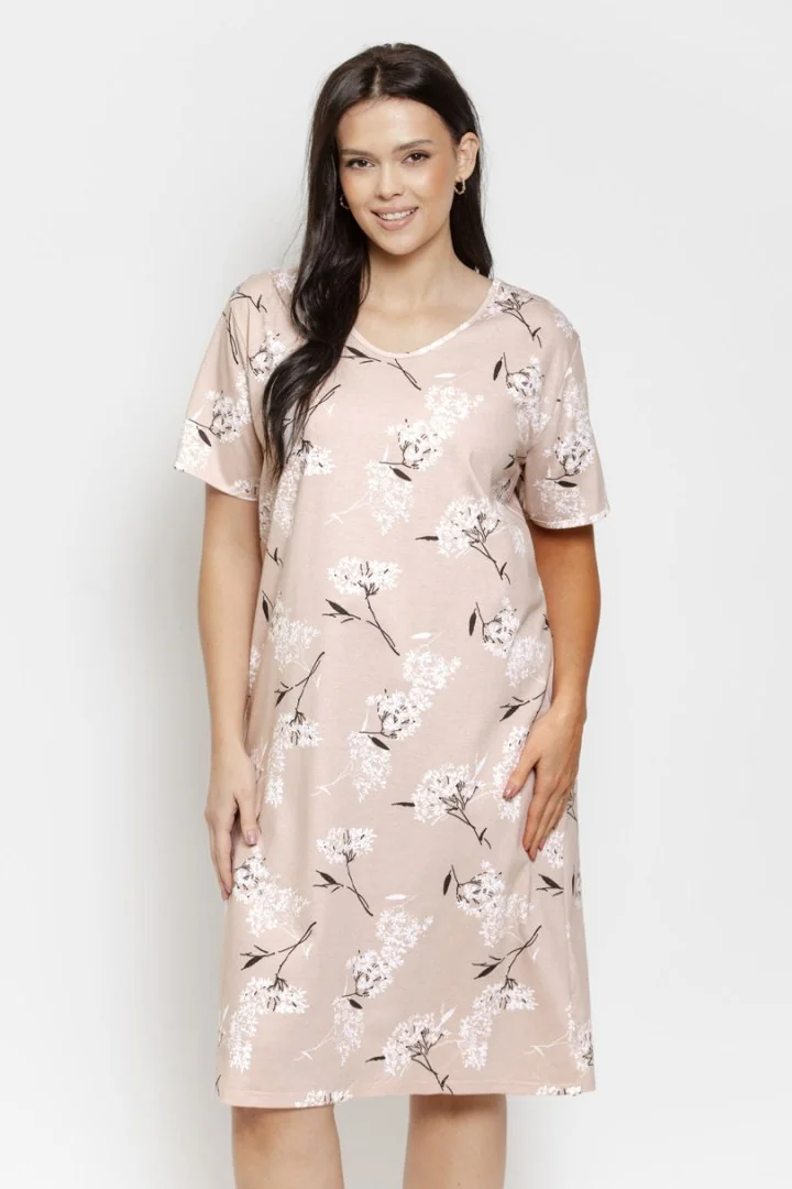 3555 KOSZULA DAMSKA FIORA 2XL-4XL - BEŻOWY, 2XL TARO