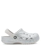 Buty dla dziewczynek - Crocs Klapki BAYA GLITTER CLOG K 207015-040 Srebrny - miniaturka - grafika 1