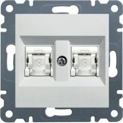 Hager Polo LUMINA2 Gniazdo komputerowe podwójne RJ45 kat. 6 UTP białe WL2160 WL2160 - Gniazdka elektryczne - miniaturka - grafika 1