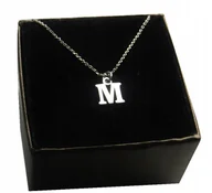 Łańcuszki - Naszyjnik łańcuszek literka z literką M srebro 925 - miniaturka - grafika 1