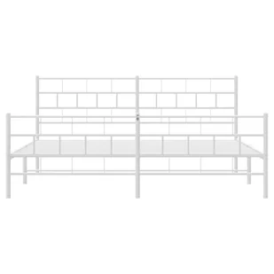 Metalowa rama łóżka z wezgłowiem i zanóżkiem, biała, 193x203 cm Lumarko! - Łóżka - miniaturka - grafika 6