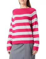 Swetry damskie - Gerry Weber Damski sweter 871035-35707, szary/fioletowy/różowy w paski, 36 (DE) - miniaturka - grafika 1