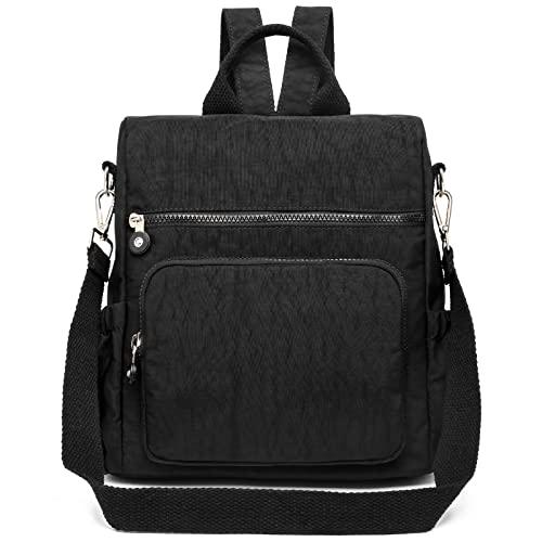 Kono Damski plecak antykradzieżowy nylon Schoobag damska podróżna torba do pracy na co dzień plecak vintage plecak na ramię, Czarny, Jeden rozmiar, Stylowy