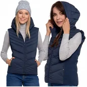 Kamizelki damskie - Kamizelka Damska Krótka Pikowana z Kapturem Puchowa Bezrękawnik MORAJ 3XL - miniaturka - grafika 1