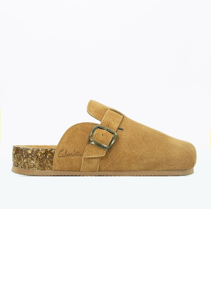 Clarks Skórzane chodaki w kolorze karmelowym