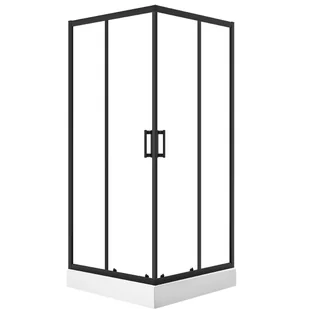 Kabina kwadratowa z brodzikiem Bresso 90X90X201 cm czarny drzwi przesuwne JKBB796K - Kabiny prysznicowe - miniaturka - grafika 1