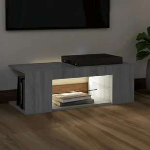 Lumarko Szafka pod TV z oświetleniem LED, szary dąb sonoma, 90x39x30 cm - Szafki RTV - miniaturka - grafika 6