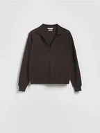 Bluzy damskie - Reserved - Bluza z modalem - ciemnobrązowy - miniaturka - grafika 1