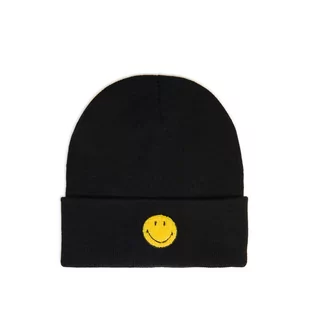 Cropp - Czarna czapka beanie z naszywką Smiley® - Czarny - Półbuty damskie - miniaturka - grafika 1