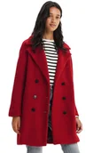 Płaszcze damskie - Płaszcz damski Desigual London wełniany czerwony-XXL - miniaturka - grafika 1