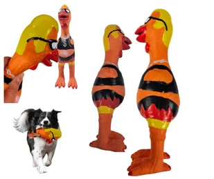 ZABAWKA DLA PSA PISZCZĄCA KURCZAK dolar 22 cm pomarańczowy - Zabawki dla psów - miniaturka - grafika 1