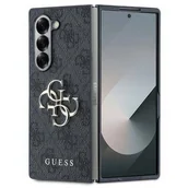 Etui i futerały do telefonów - Guess GUHCZFD64GMGGR Z Fold6 F956 czarny/black Leather 4G Metal Logo - miniaturka - grafika 1
