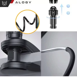 Uchwyt giętki na telefon Alogy Flexible Arm Phone Holder do biurka blatu elastyczne ramię Czarny - Pozostałe akcesoria do telefonów - miniaturka - grafika 4