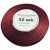 Pasmanteria - wstążka satynowa WS 8060 burgund 12mm 32mb 1 szt do pakowania prezentów - miniaturka - grafika 1