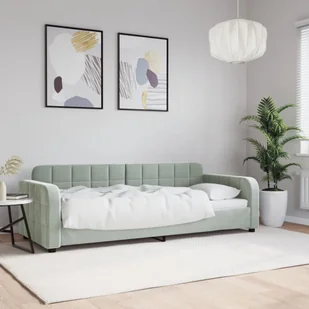 vidaXL Sofa z funkcją spania, jasnoszara, 80x200 cm, obita aksamitem - Sofy i kanapy - miniaturka - grafika 1