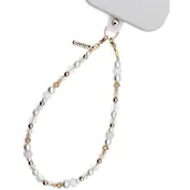Pozostałe akcesoria do telefonów - Smycz do telefonu CRONG Phone Charm Biało-złoty - miniaturka - grafika 1