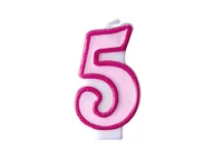 Urodziny dla dorosłych - PartyDeco Świeczka na tort " 5", różowa SCU1-5-006 - miniaturka - grafika 1