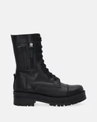 Botki damskie - Czarne workery ze skóry naturalnej - Venezia - miniaturka - grafika 1