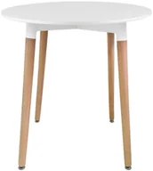 Stoły - Biały okrągły stół na drewnianych nogach 80 cm D4-D48 - miniaturka - grafika 1