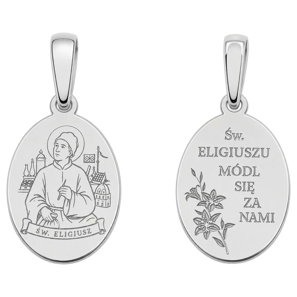 Medalik srebrny Ag 925 rodowany Św. Eligiusz MDC145R