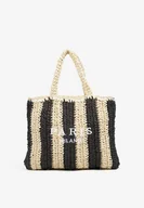 Torebki damskie - Czarna Torebka Shopper Plażowa z Napisem Navirael - miniaturka - grafika 1