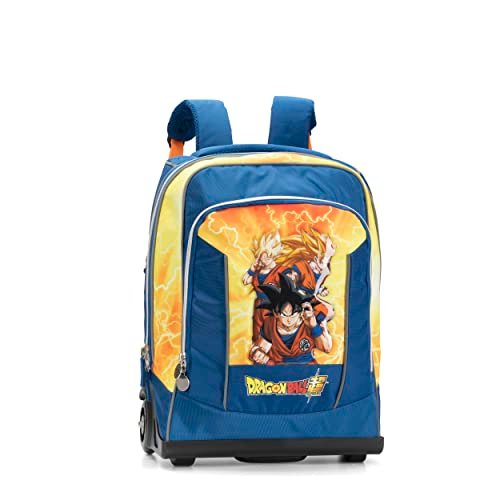 DRAGON BALL - Regulowany plecak na wózek z uchwytem i ramiączkami, zamek błyskawiczny i kieszeń z przodu Zip - plecak szkolny cm 36x23X47H, niebieski, Taglia unica, Casual