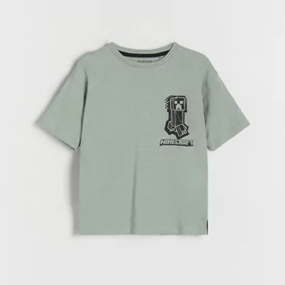 Koszulki dla chłopców - Reserved - T-shirt oversize Minecraft - Zielony - grafika 1