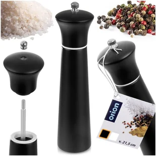 Młynek do pieprzu i soli przypraw ręczny drewniany czarny 21.5cm ORION 130236 - Młynki do soli i pieprzu - miniaturka - grafika 1