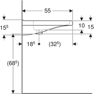 Geberit Selnova Comfort Umywalka wisząca dla niepełnosprawnych 65x52,5 cm bez przelewu z otworem na baterię biała 500.789.01.7 - Umywalki - miniaturka - grafika 2