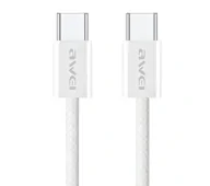 Kable USB - Awei CL-219TW USB-C do USB-C 60W 1m Biały - miniaturka - grafika 1