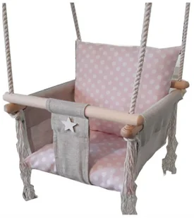 Różowa huśtawka w groszki dla dziewczynki S8-L01 - Leżaczki i huśtawki Różowa huśtawka w groszki dla dziewczynki S8-L01 - Leżaczki i huśtawki - miniaturka - grafika 1