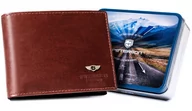 Portfele - Męski skórzany portfel Peterson bez zapięcia pojemny z ochroną RFID, brązowy - miniaturka - grafika 1