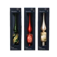 Ozdoby bożonarodzeniowe - Czubek na choinkę szklany 31 x 8 cm kremowy / czerwony / zielony - miniaturka - grafika 1