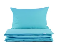 Pościel dla dzieci - Pościel dziecięca 100x135 bawełniana turkusowa z plecaczkiem - miniaturka - grafika 1