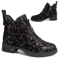 Botki damskie - Botki Damskie SKÓRZANE Eleganckie Wsuwane Trzewiki Jesienne Modne Barski 39 - miniaturka - grafika 1