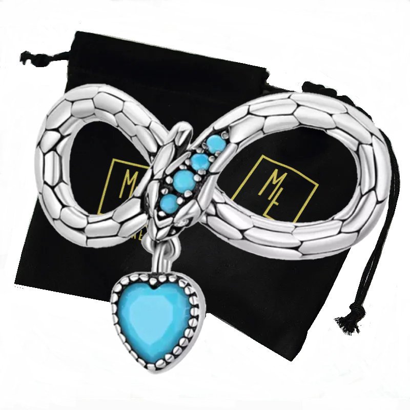 Nieskończoność charms zawieszka serce prezent 925 żmijka damska manufaktura łącka