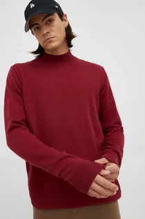 Swetry męskie - Wrangler sweter z domieszką wełny męski kolor czerwony lekki - grafika 1