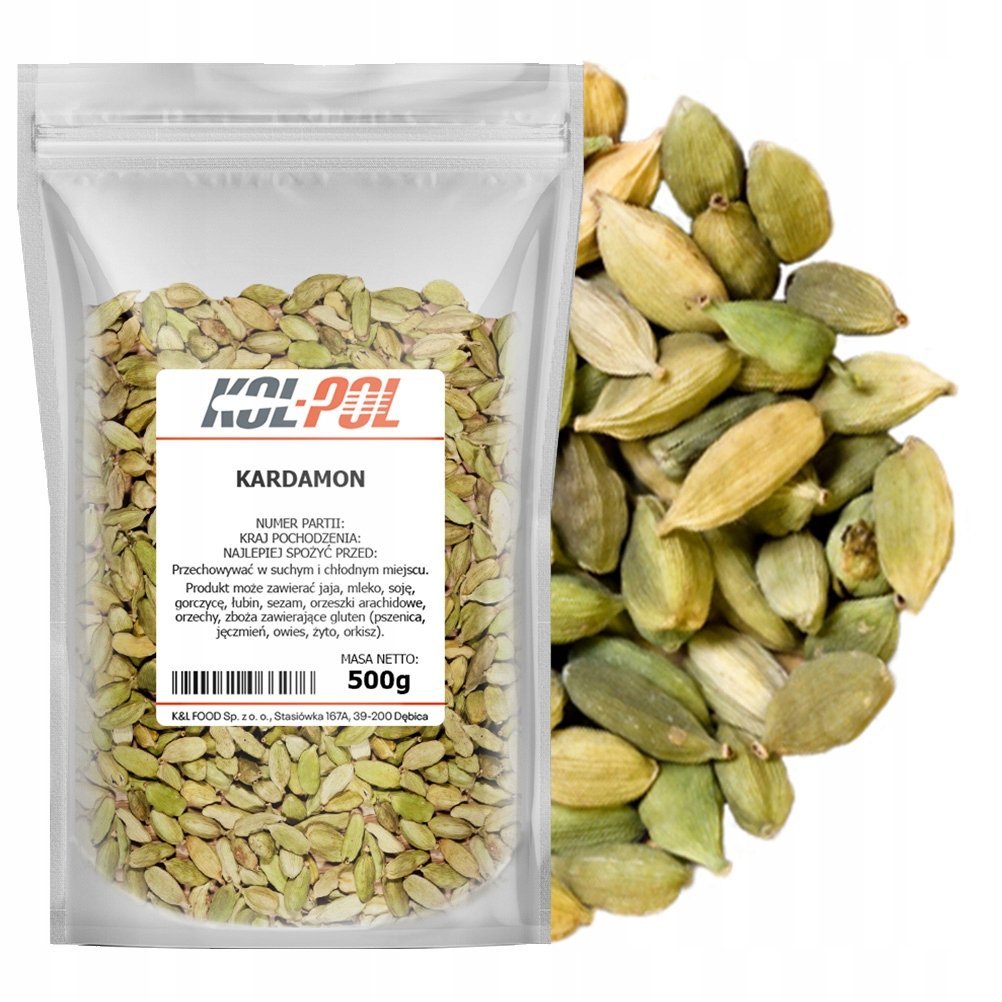 KARDAMON ZIARNO 500g Cały owoc aromatyczny naturalny wysoka jakość Kol-Pol