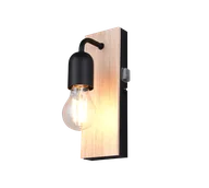 Lampy ścienne - ARTURO 284470132 kinkiet łazienkowy z elementem z drewna i włącznikiem 1xE27 IP44 wykończenie czarne - miniaturka - grafika 1